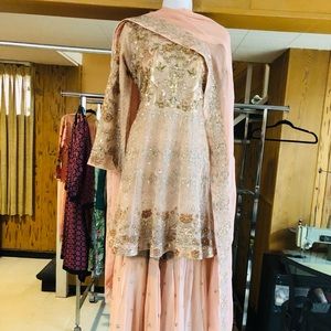 Pink Peplum three piece gharara